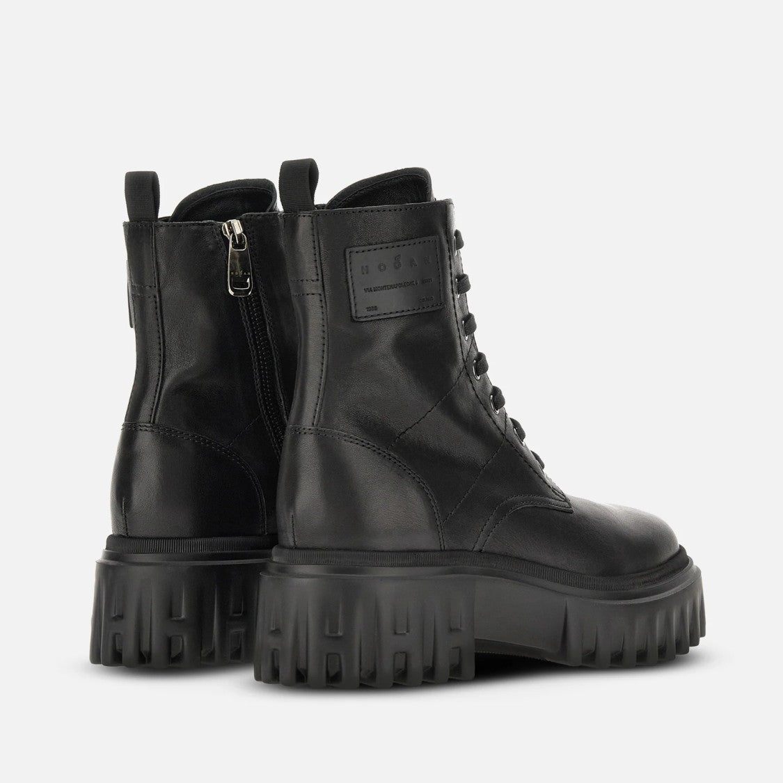 Hogan High Ankle Lace-Up Rugged-Sole Boots