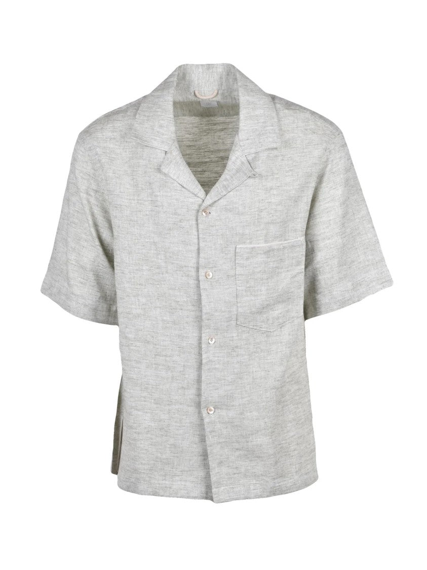 Eleventy Sage Green Linen Viscose Men Shirt