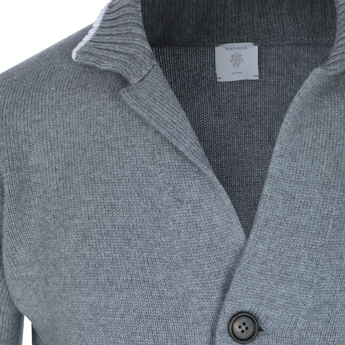 Eleventy Button-Up Cardigan Sweater With Ribbed Detailing