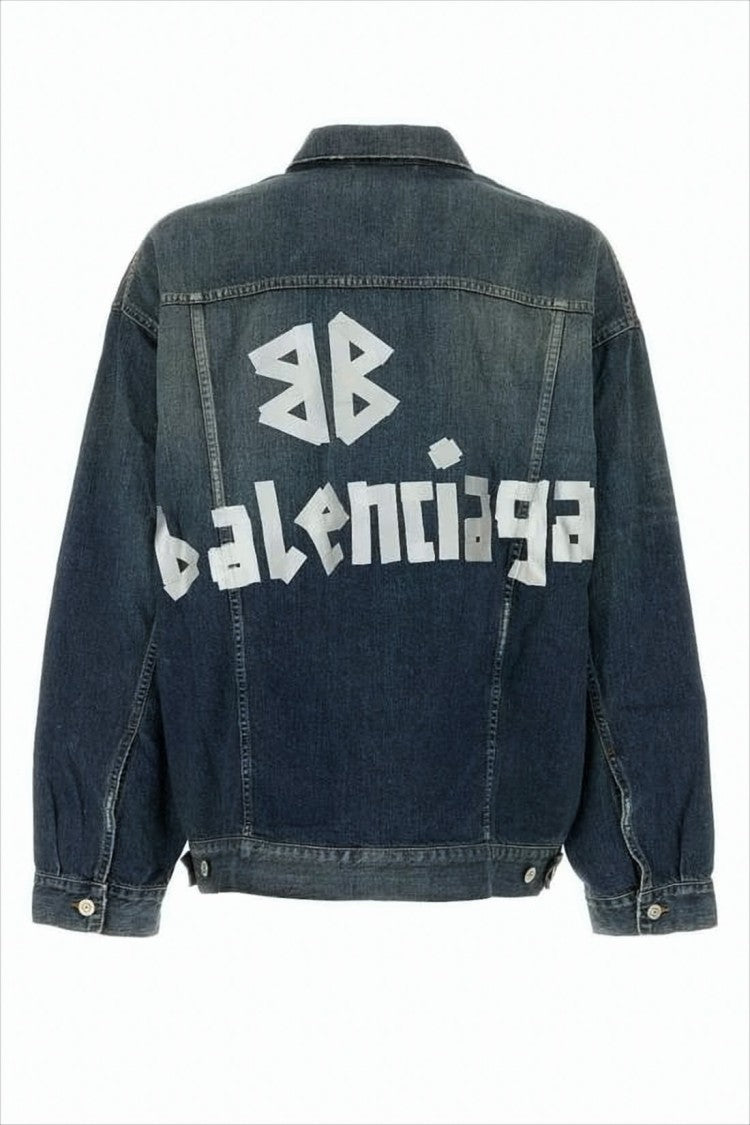 Balenciaga Classic Denim Jacket With Bold Graphics