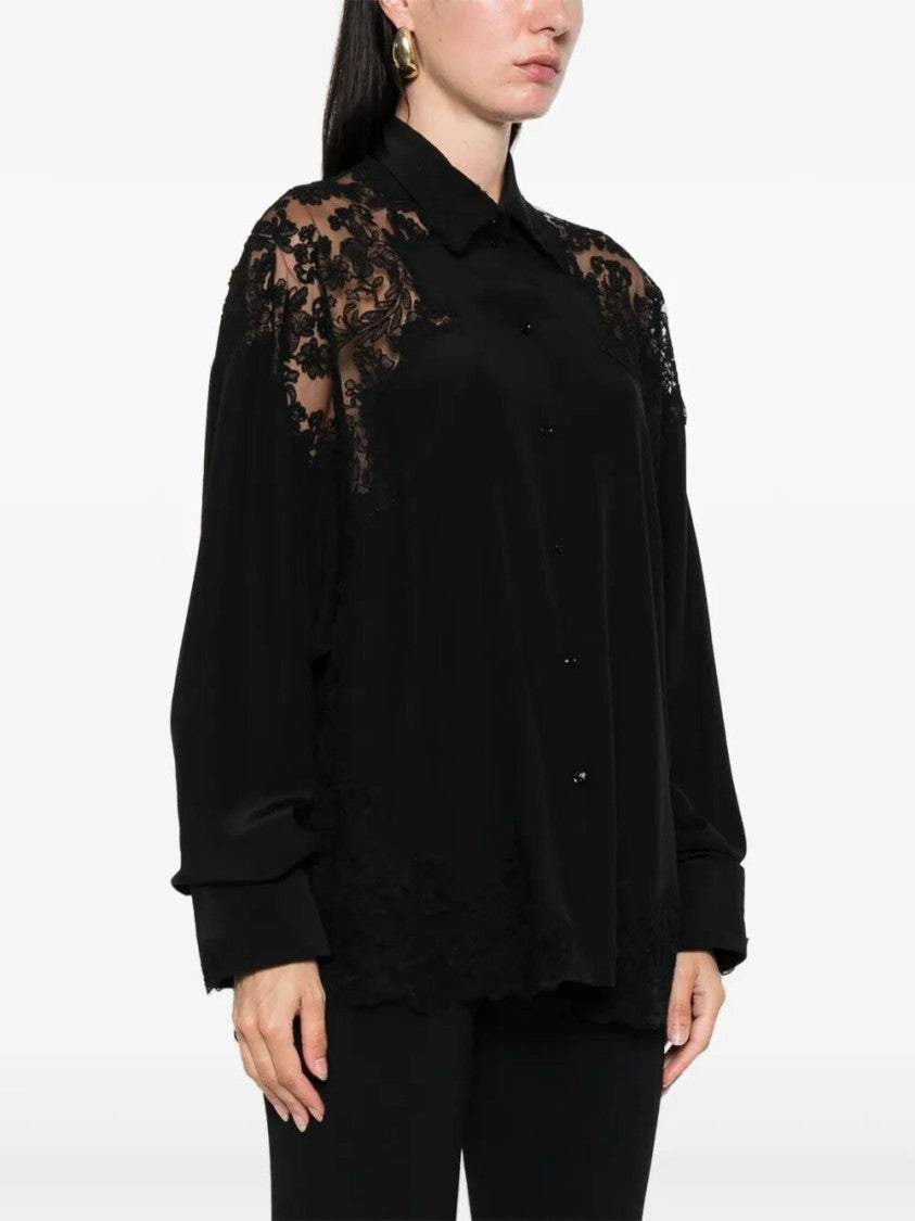 Ermanno Scervino Silk Shirt With Intricate Lace Detailing