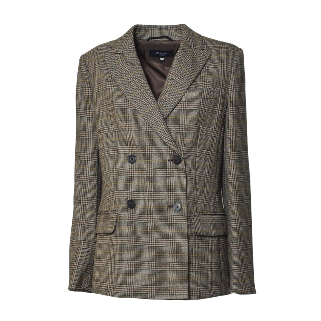 Max Mara Plaid Tailored Double-Breasted Jacket With Notched Lapels