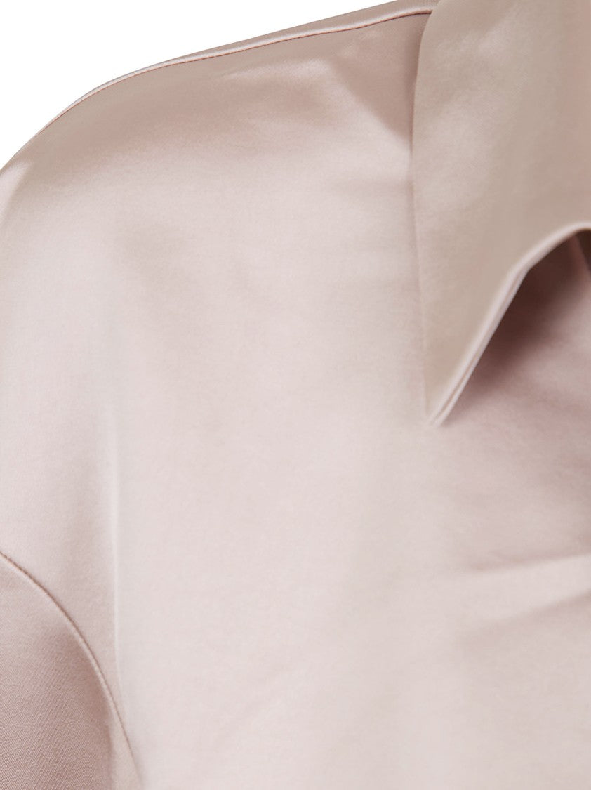 The Andamane Deep V-Neckline Wide Collar Satin Blouse