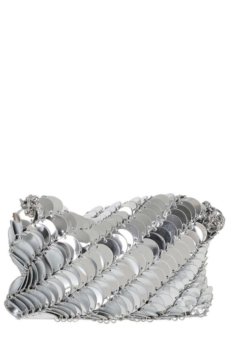 Rabanne Silver Paco Night Chain Strap Leather Shoulder Bag