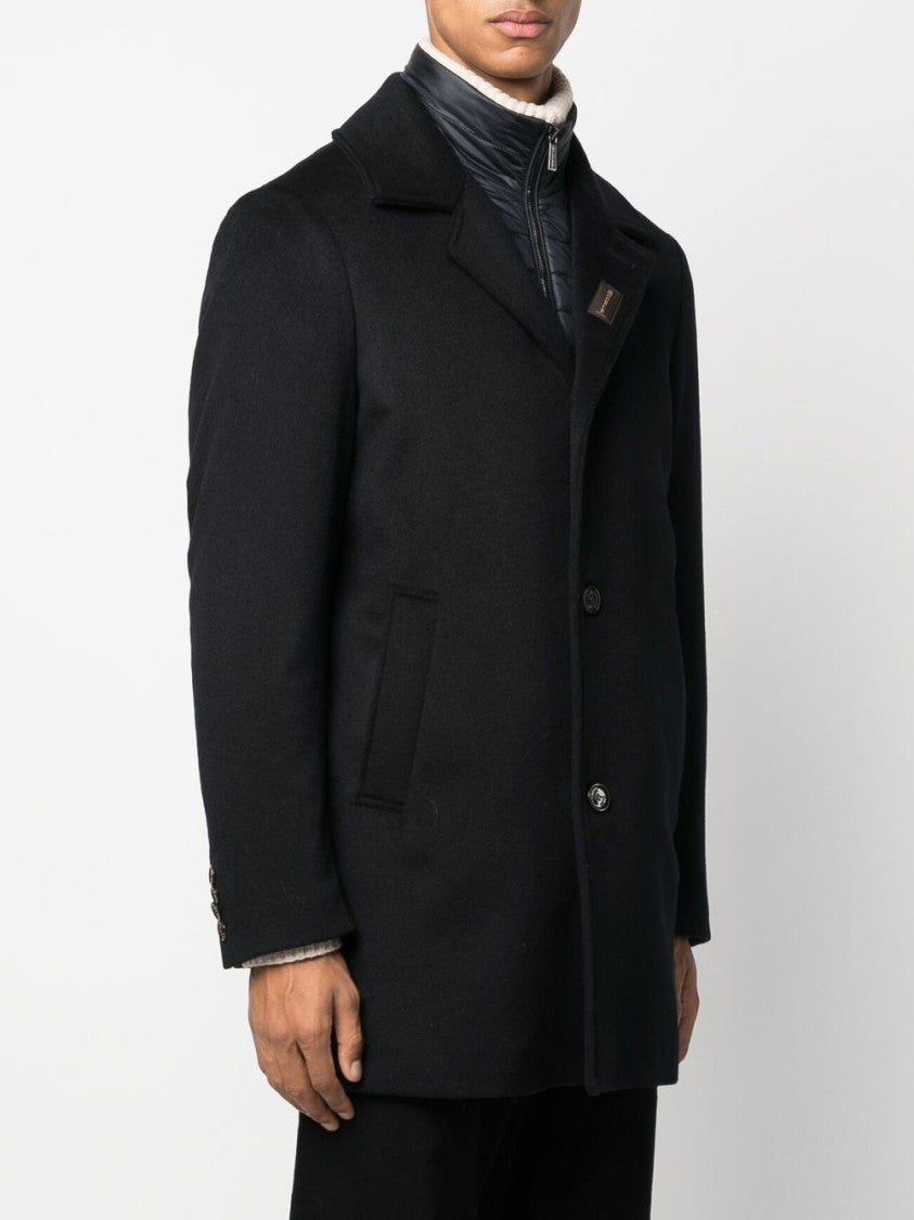 Moorer Navy Blue Wool-Cashmere Blend Coat