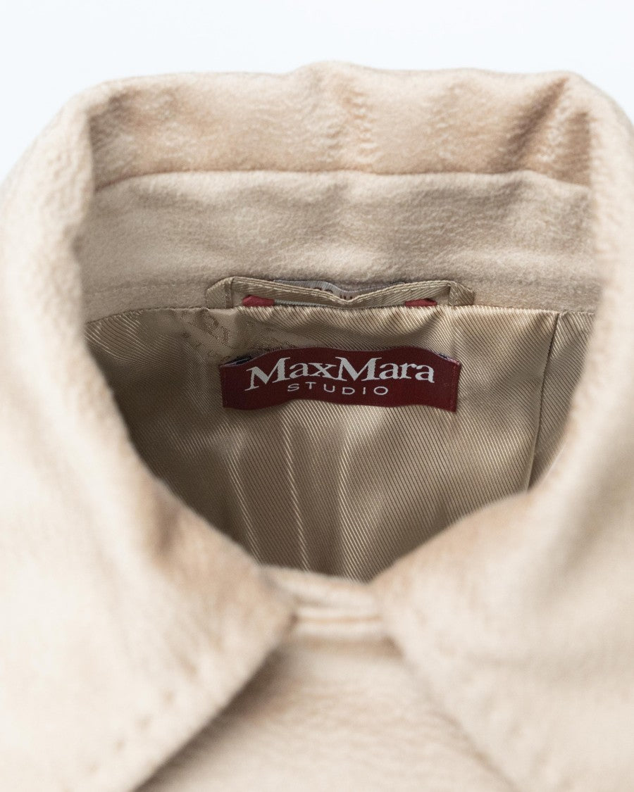 Max Mara Long Wrap Coat With Versatile Double Collar And Rear Slit
