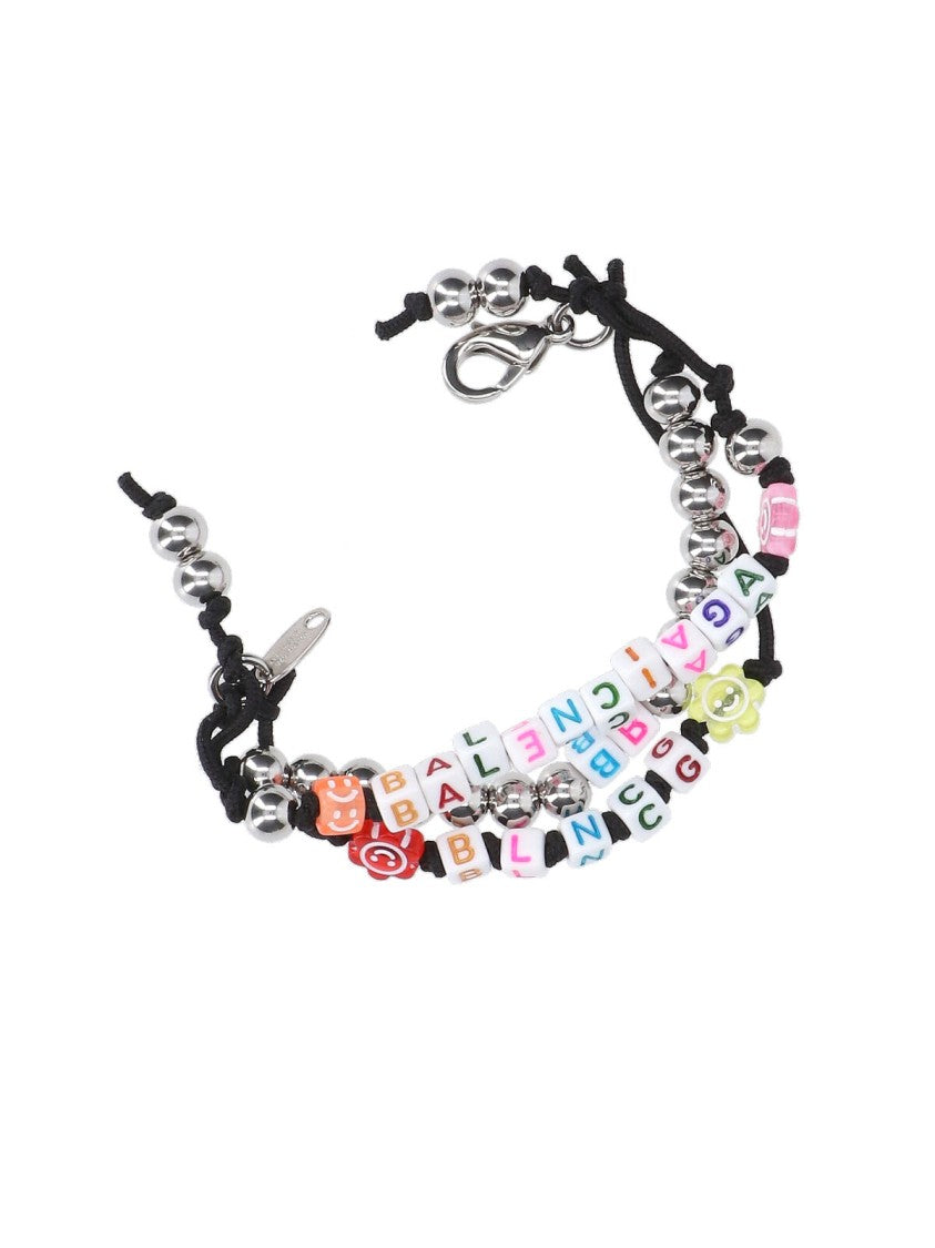 Balenciaga Charismatic Multicolor Logo Charm Bracelet With Silver Accents