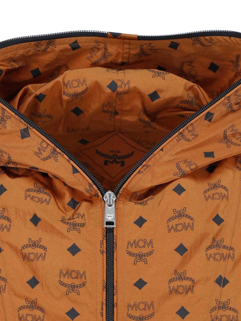 Mcm Brown Monogram Printed Hooded Jacket