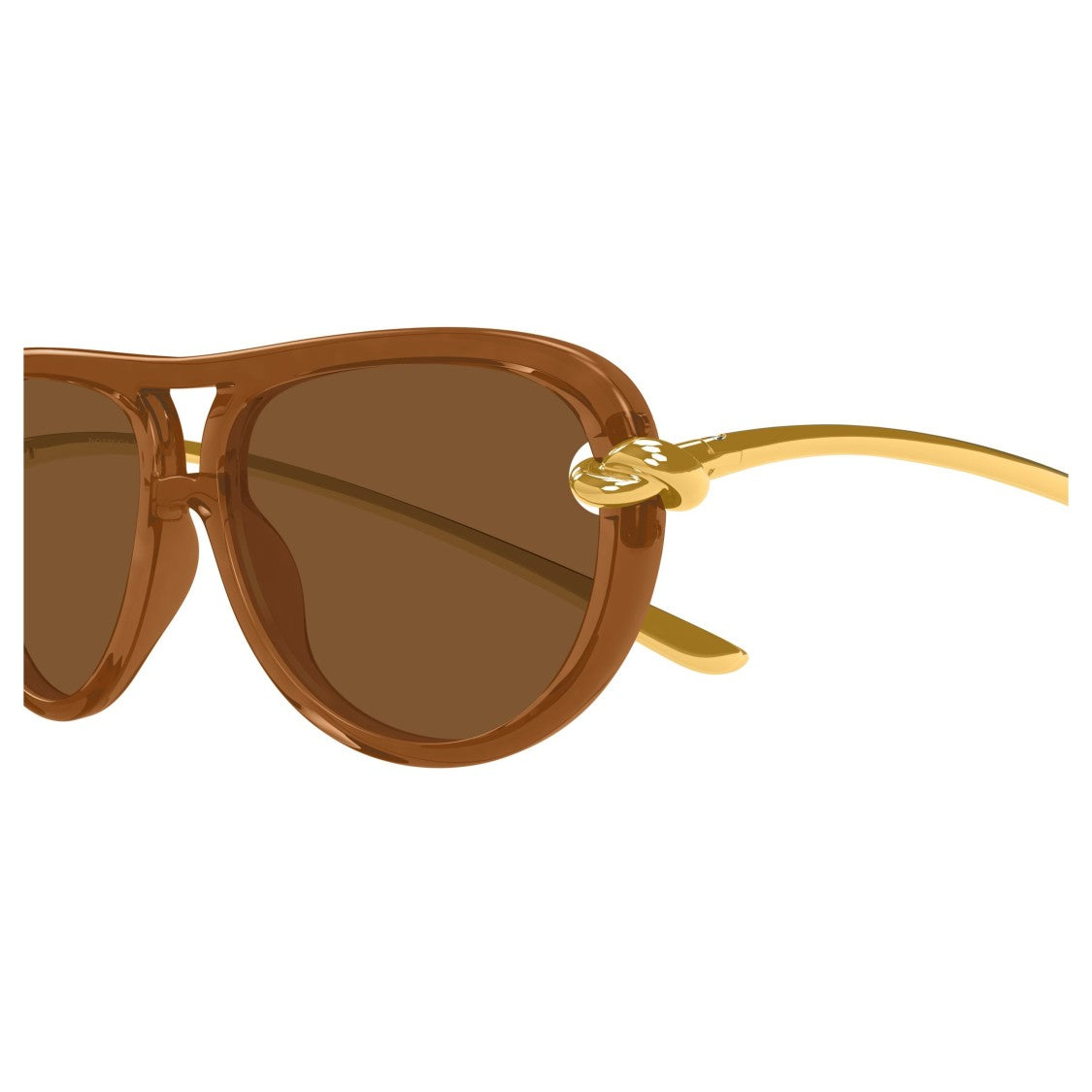 Bottega Veneta Bold Rounded Frame Sunglasses With Gold-Toned Temple Details