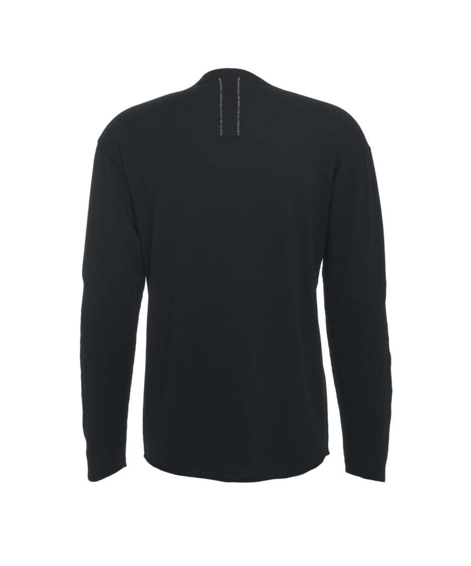 Transit Classic Black Knit Sweater With Raw Edge Details