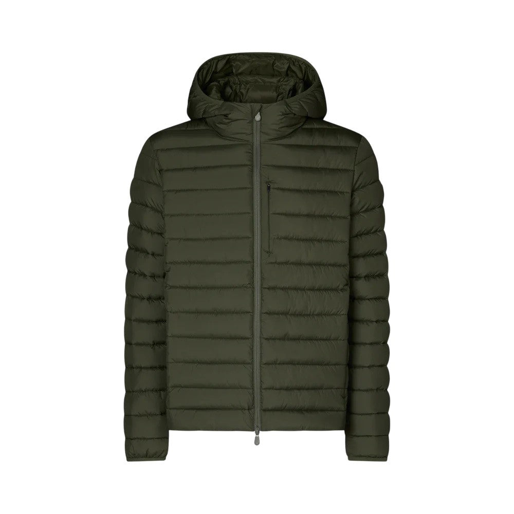 Save The Duck Quilted Green Light Jacket With Double-Slider Zip Hood