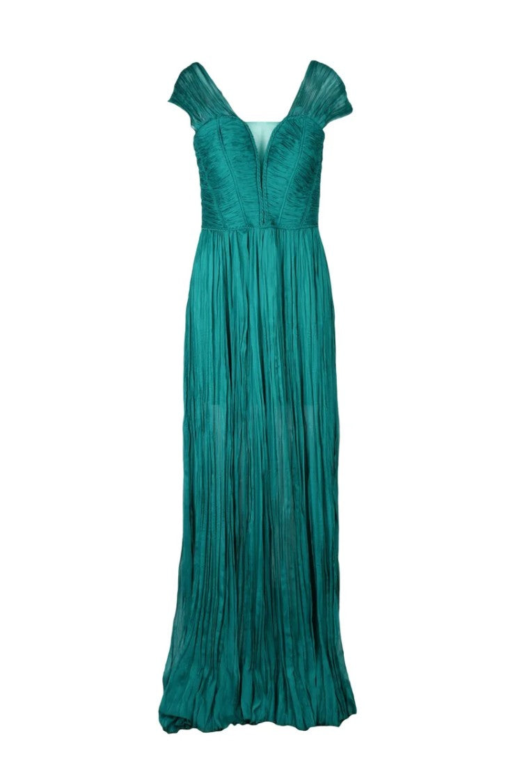 4 Meta Pleated Maxi Dress - Green