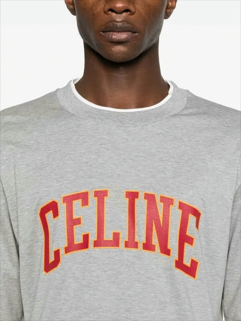 Celine Layered Grey Cotton Jersey T-Shirt