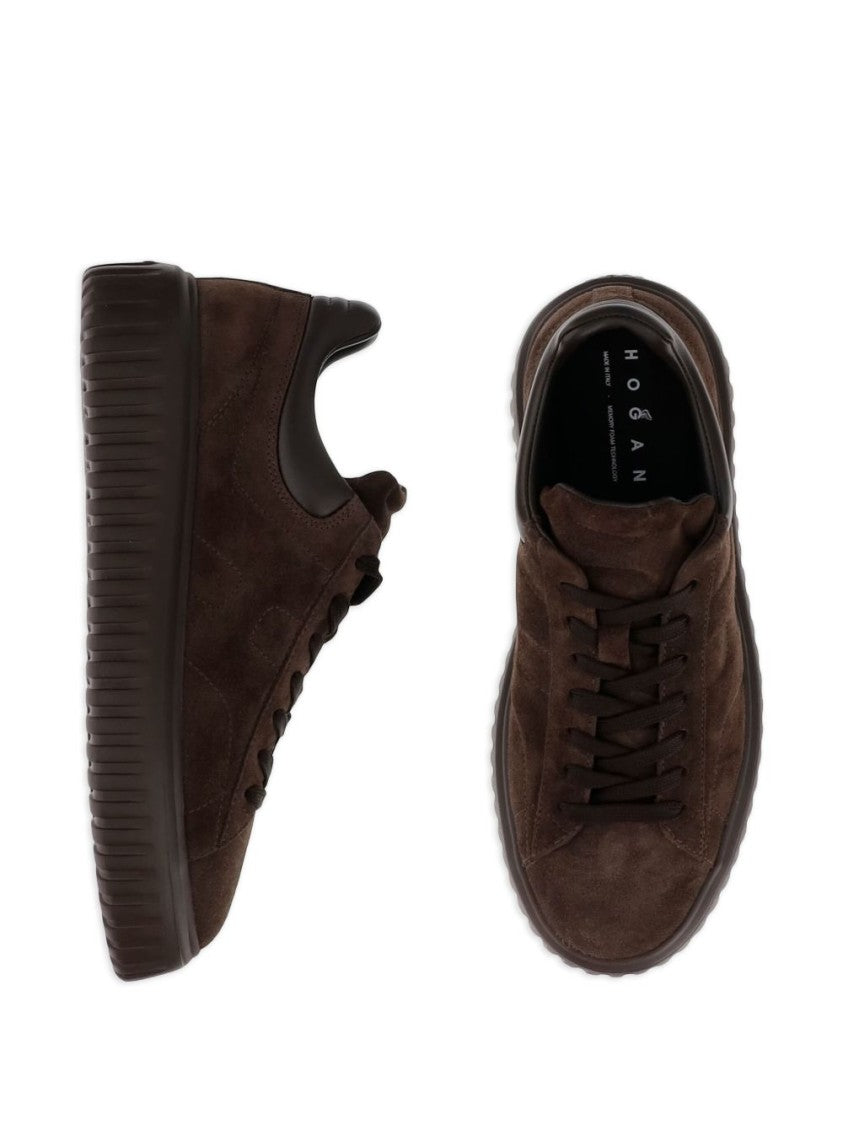 Hogan Brown Suede Sneakers With Padded Collar