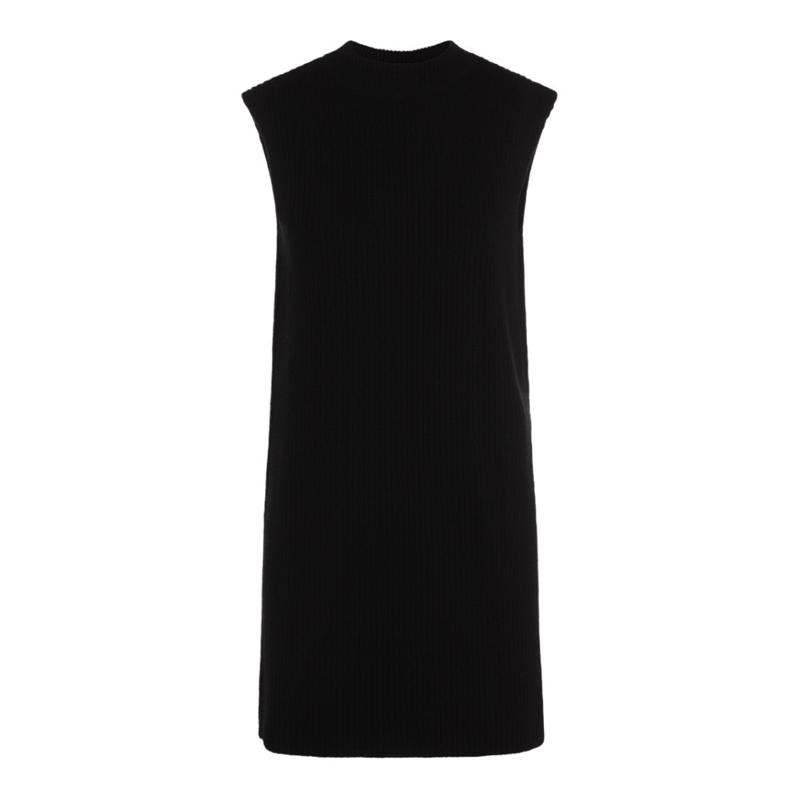 Jil Sander Sleeveless Black Sweater With High Neckline