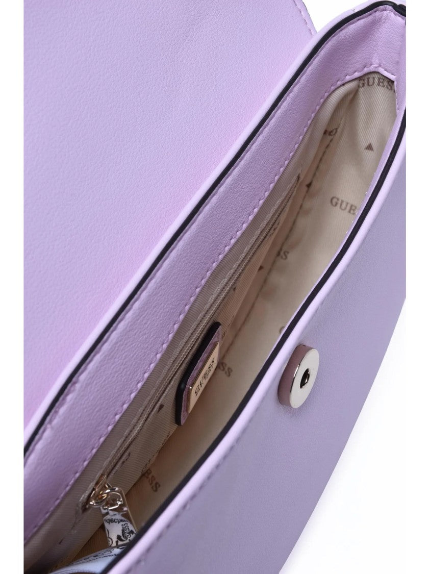 Guess Cerelia Polyurethane Shoulder Bag With Clip Closure And Organizational Compartments