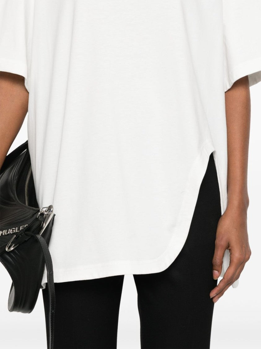 The Attico Asymmetrical Hem White T-Shirt With Curved Cut