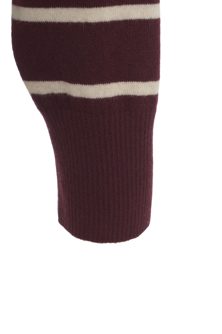 8Pm Burgundy Striped Pullover With Relaxed Oversized Fit