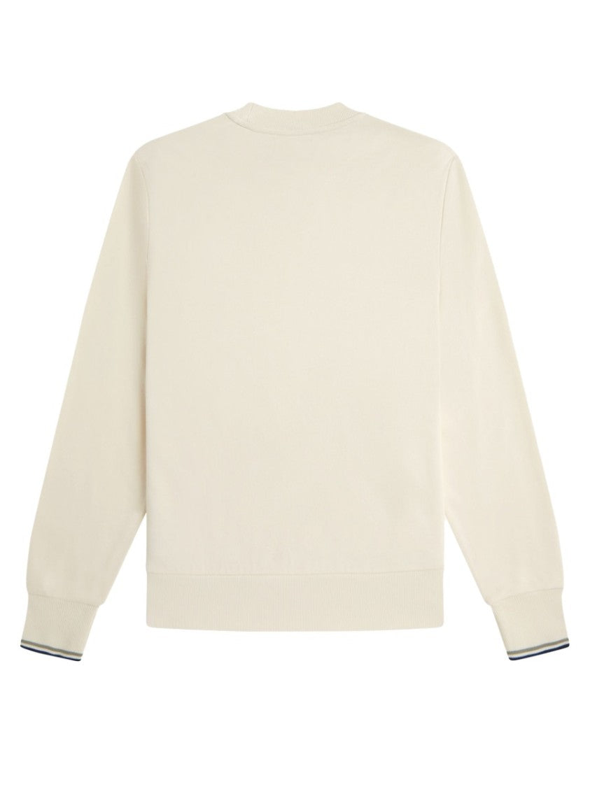 Fred Perry Minimalist Crewneck Sweatshirt With Embroidered Laurel Wreath