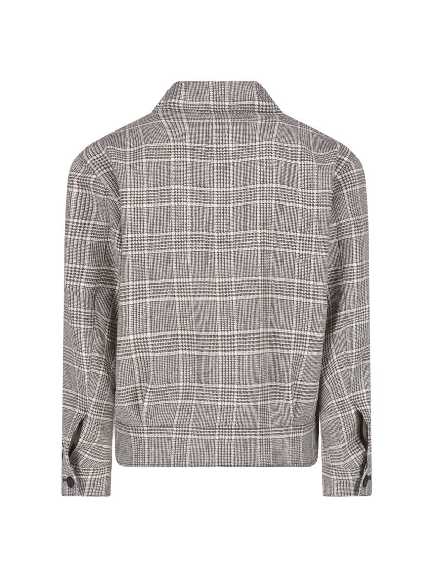 Tagliatore Classic Brown Virgin Wool Checkered Jacket With Button Closure