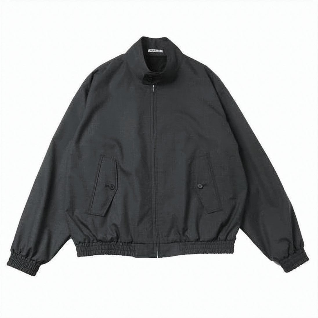 Auralee Minimalist Black Wool Jacket With High Collar
