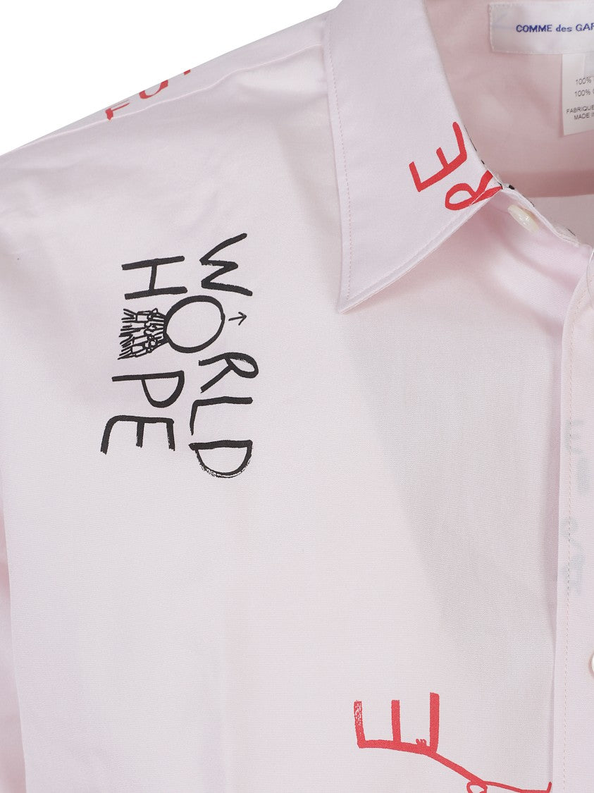 Comme Des Garçons Light Pink Graphic Print Shirt