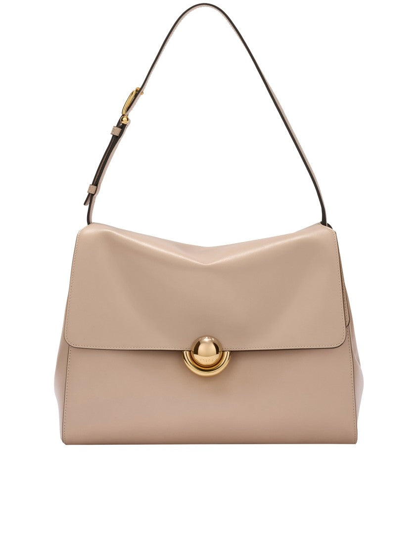 Furla Domus M Structured Neutral Leather Shoulder Bag