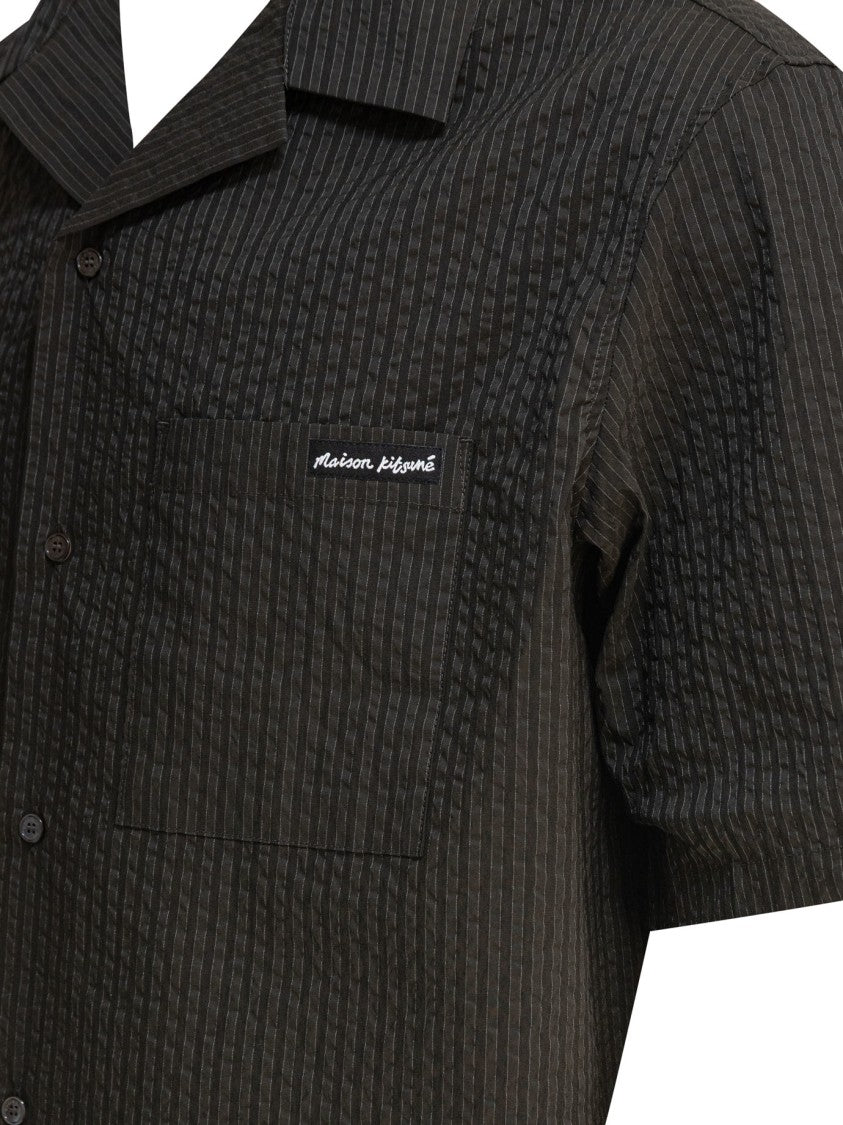 Maison Kitsuné Vertical Stripe Short-Sleeved Shirt