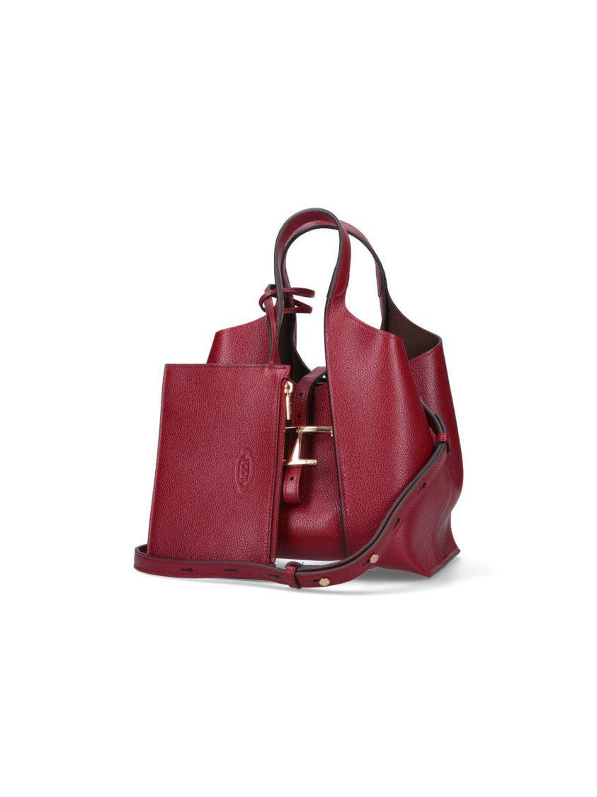 Tod's Small Bordeaux Textured Calfskin Shoulder Bag