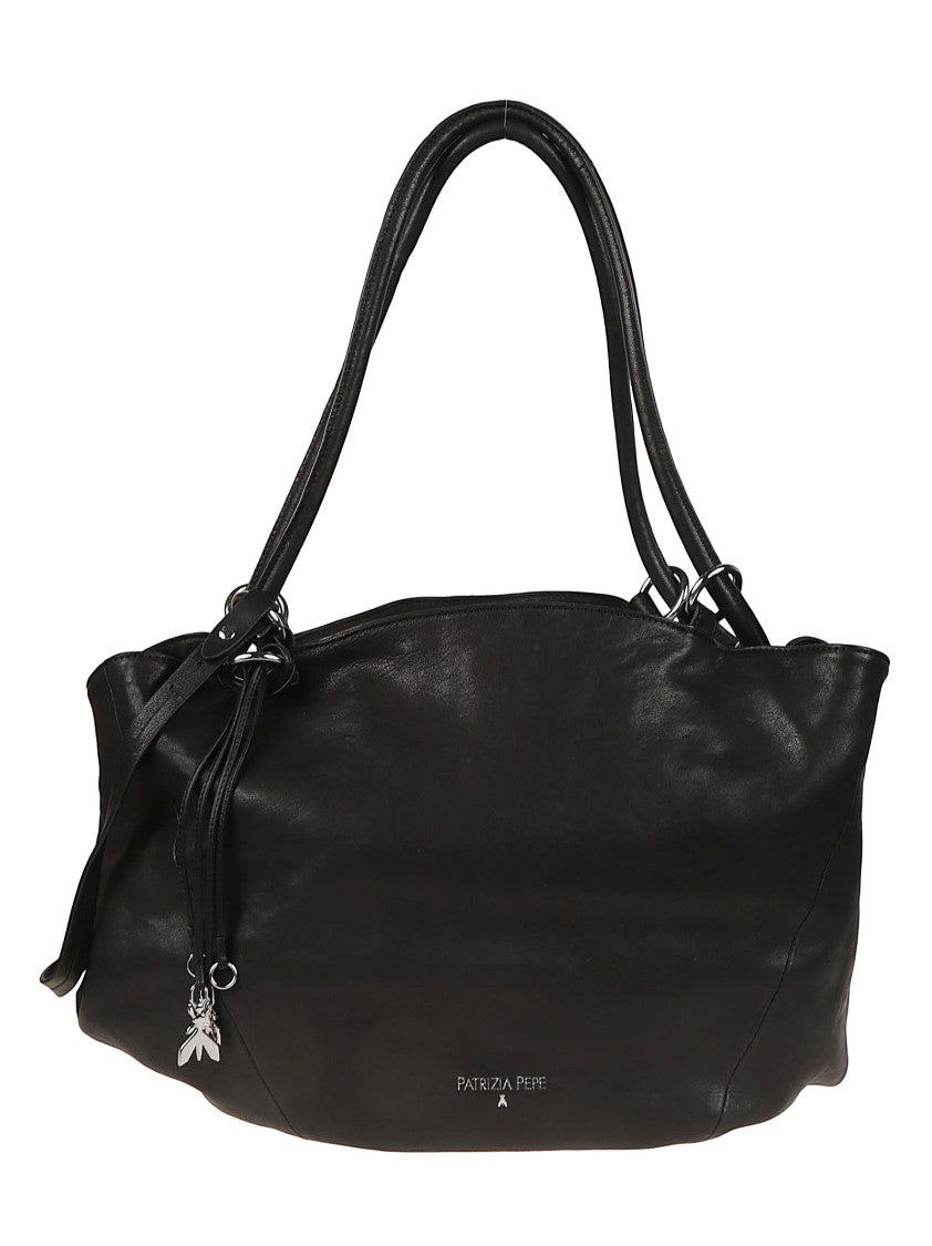 Patrizia Pepe Calf Leather Adjustable Strap Charm Tote Bag