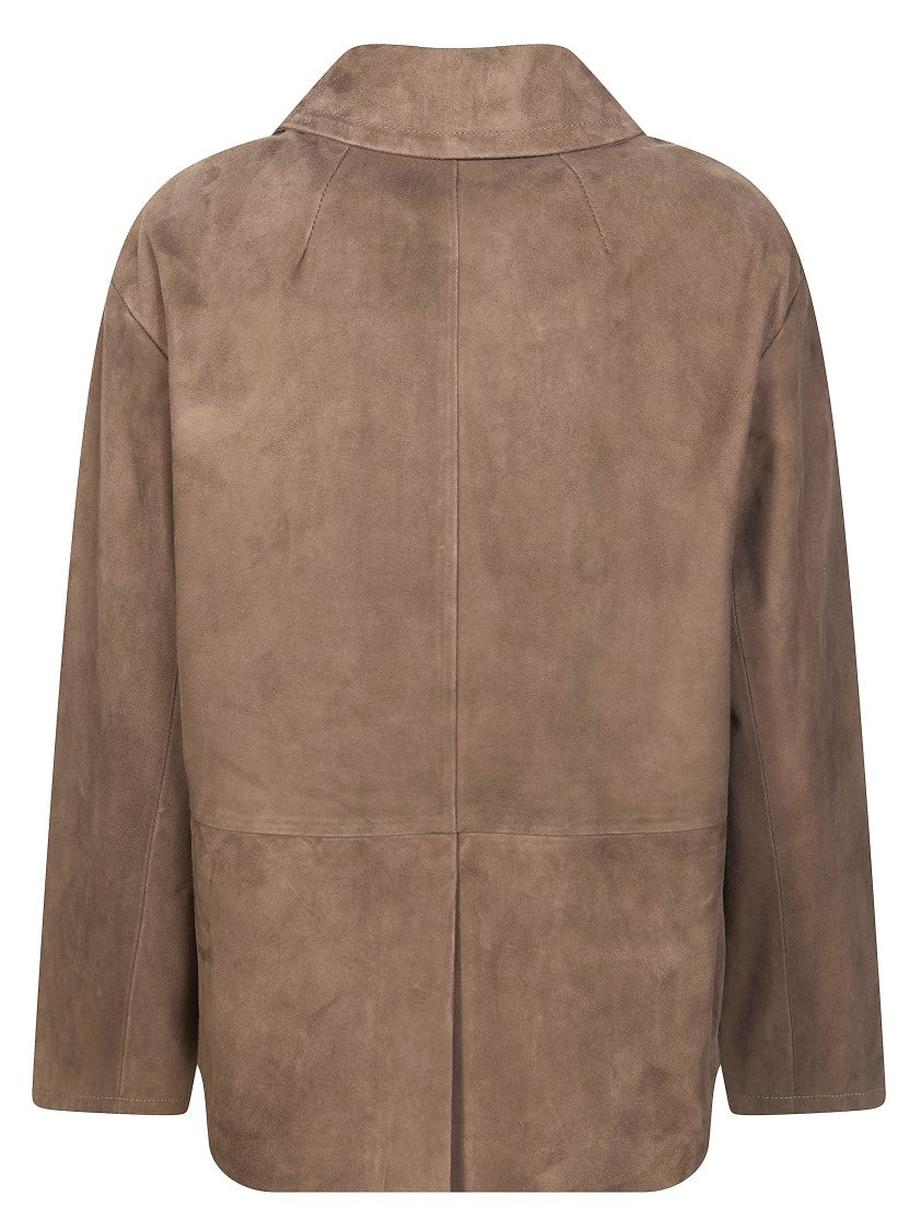 Max Mara Charm Cropped Flap Pocket Suede Jacket