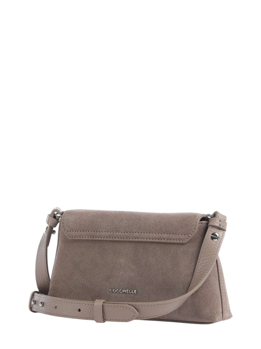 Coccinelle Brown Suede Crossbody Bag With Adjustable Strap