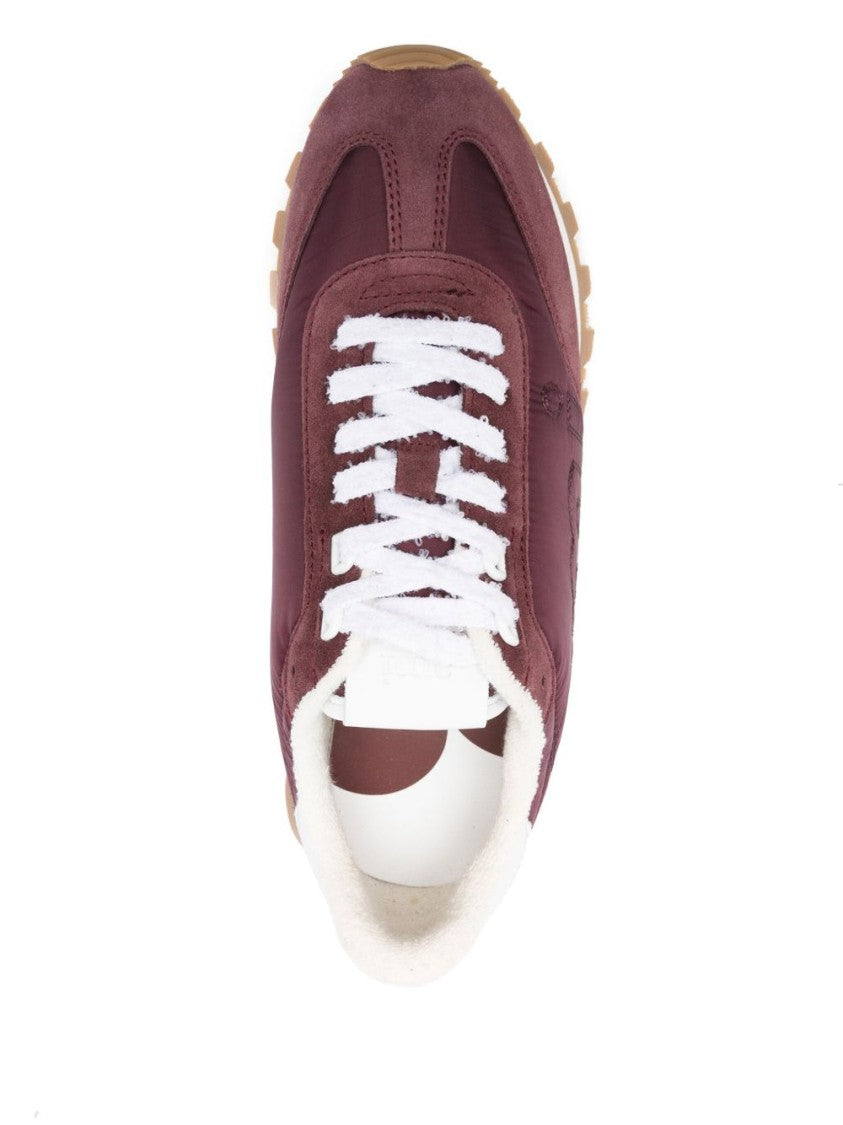 Ami Paris Bordeaux Red Lace-Up Logo Patch Sneakers