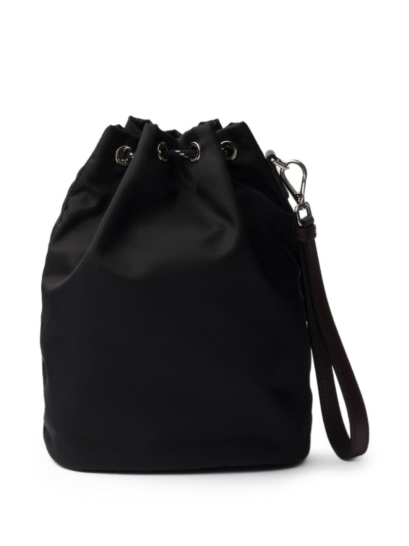 Prada Black Recycled Polyamide Drawstring Shoulder Bag