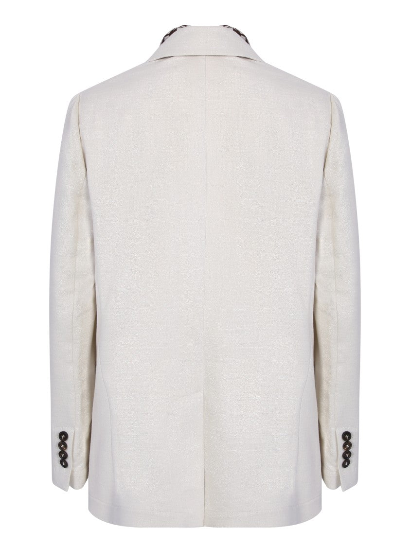 Brunello Cucinelli White Double-Breasted Blazer