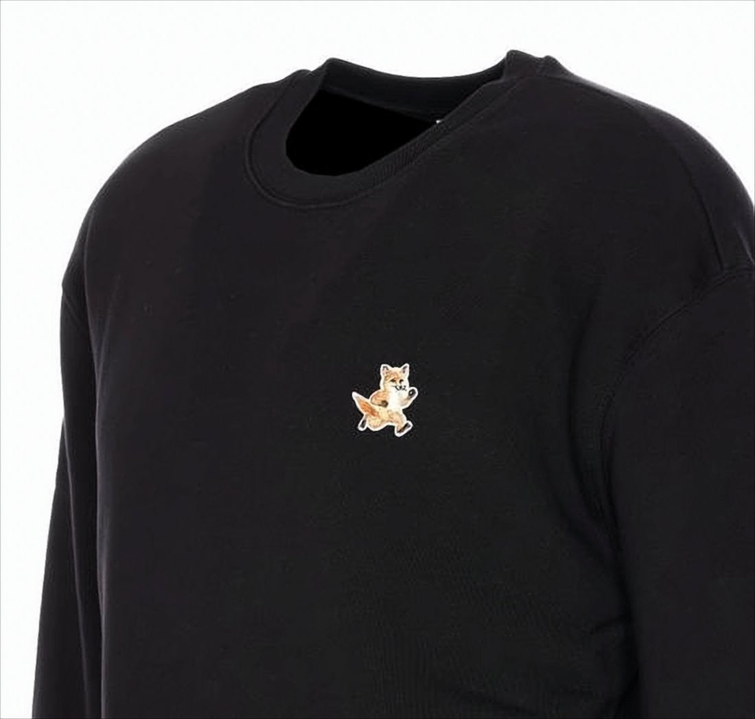 Maison Kitsuné Black Long-Sleeve Sweatshirt With Embroidered Fox Emblem