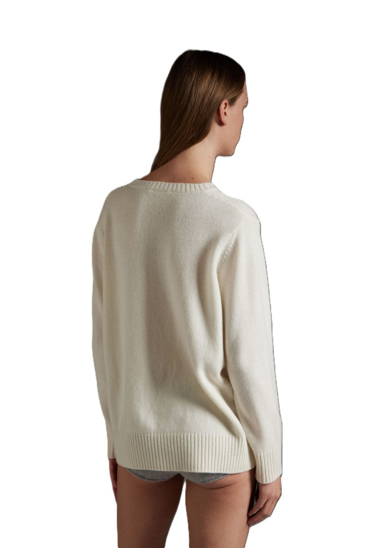 Kangra White Crewneck Wool Sweater