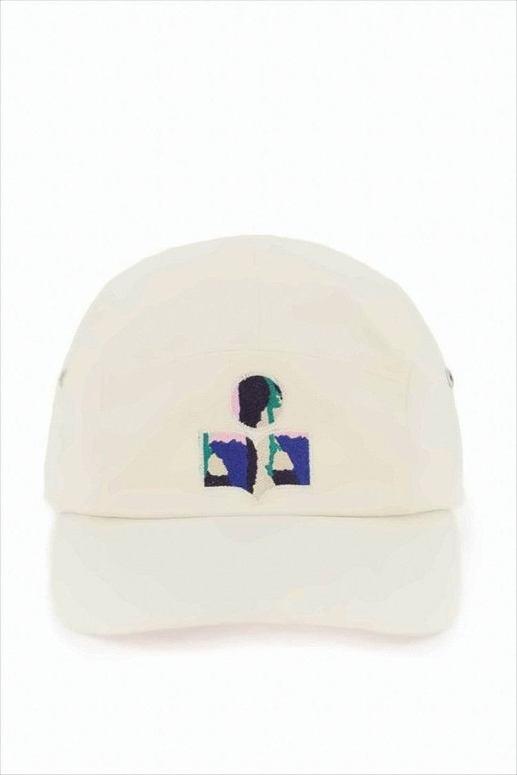 Isabel Marant Light Beige Cotton Cap With Abstract Embroidery Design