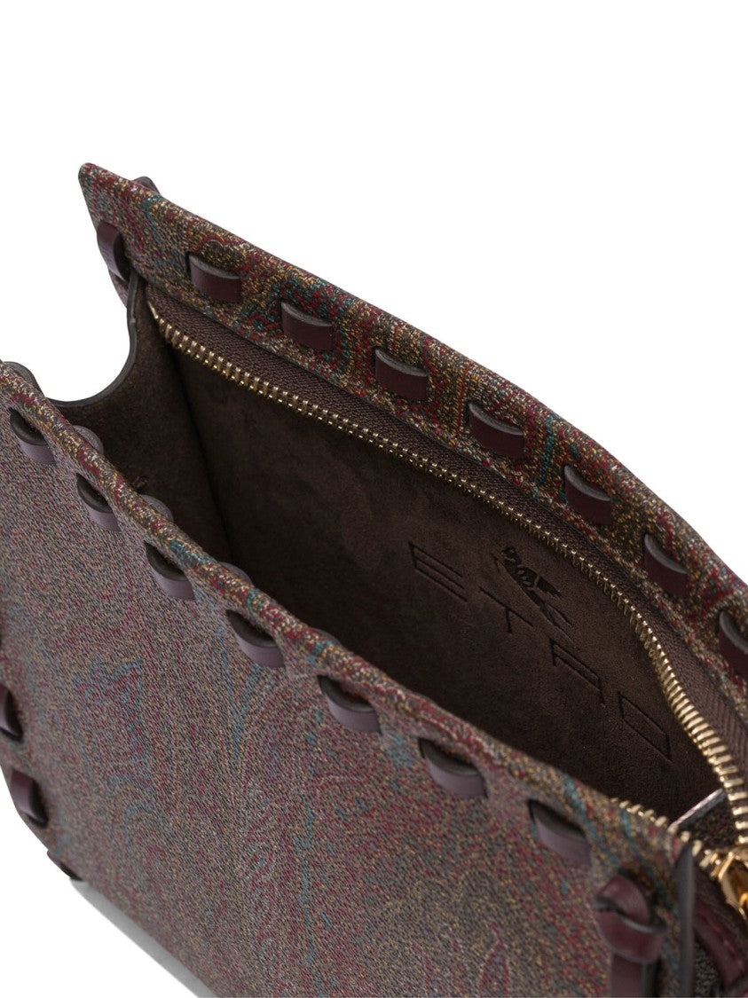 Etro Rectangular Bordeaux Clutch With Paisley Pattern