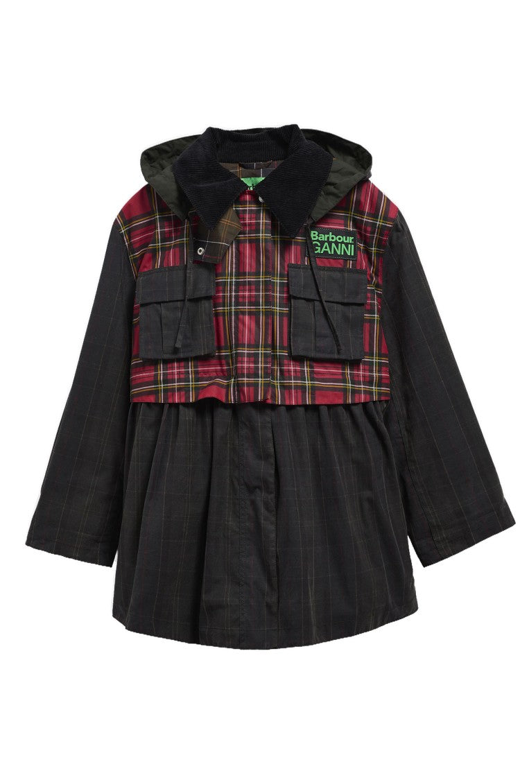 Barbour Multicolor Tartan Peplum Wax Jacket