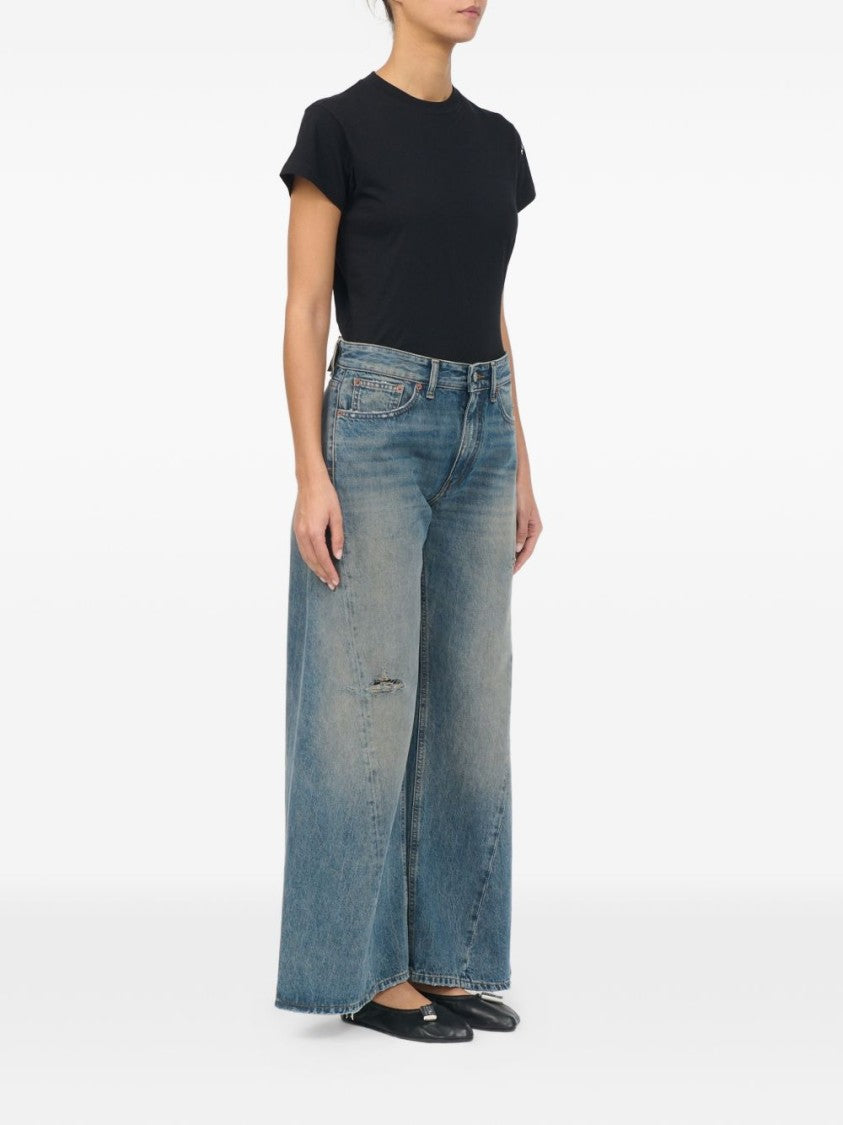 Mm6 By Maison Margiela Blue Wide-Leg High-Waist Distressed Jeans