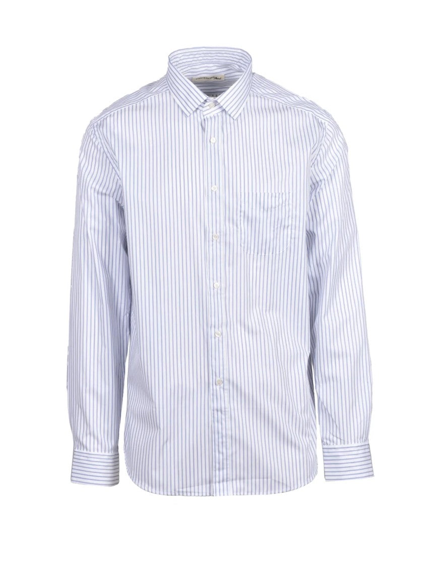 Deuxieme White/Blue Striped Cotton Shirt