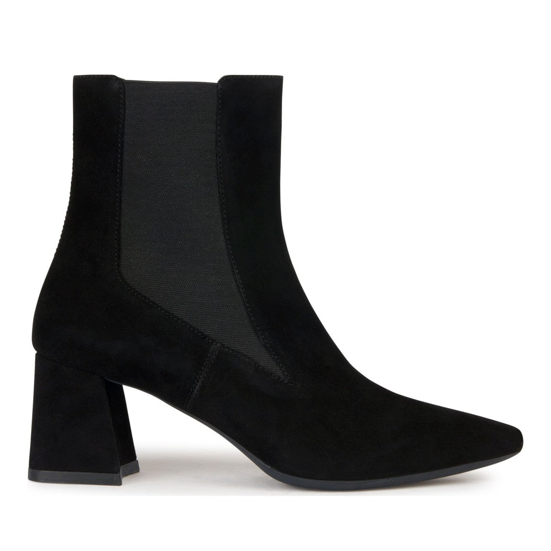 Geox Giselda Black Pointed Toe Suede Ankle Boots