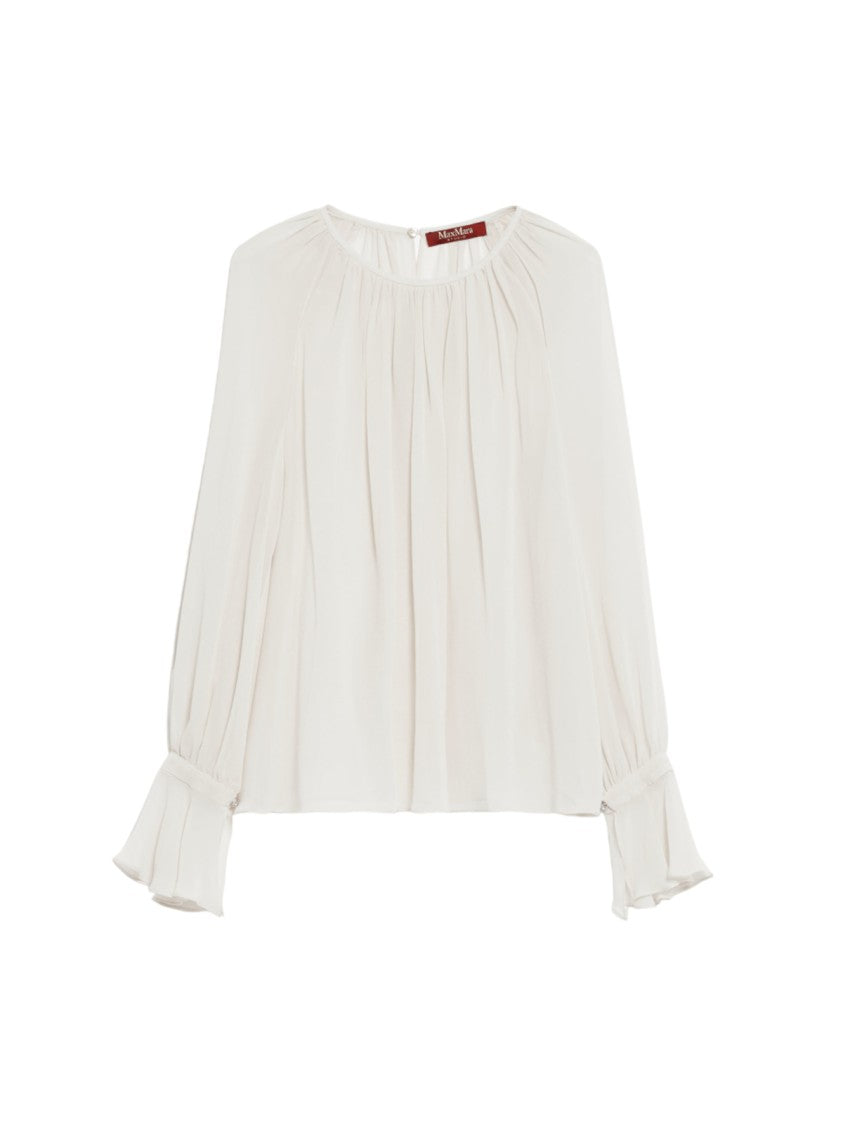 Max Mara Gathered Neckline Blouse With Flared Cuffs