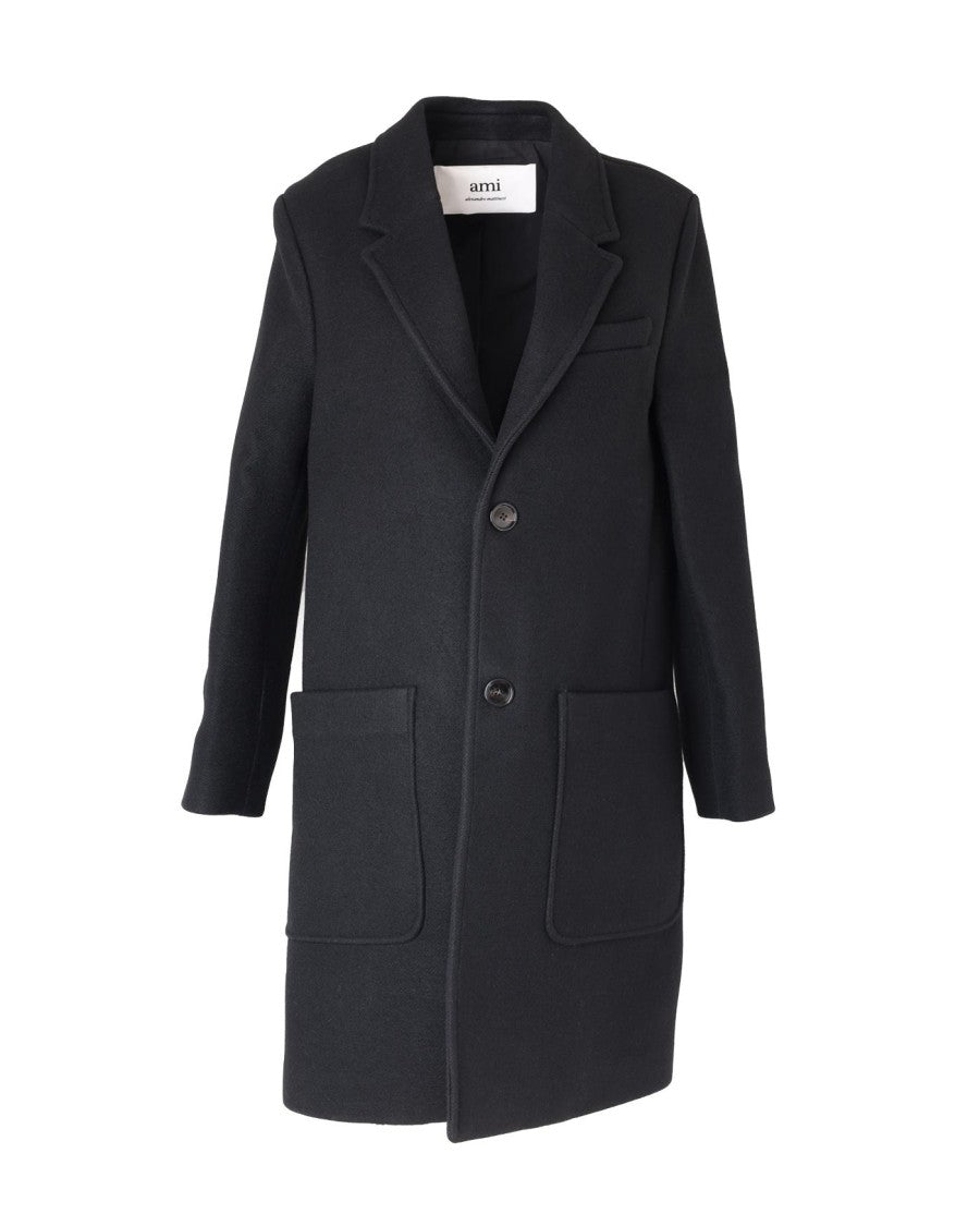 Ami Virgin Wool Coat With Notched Lapel
