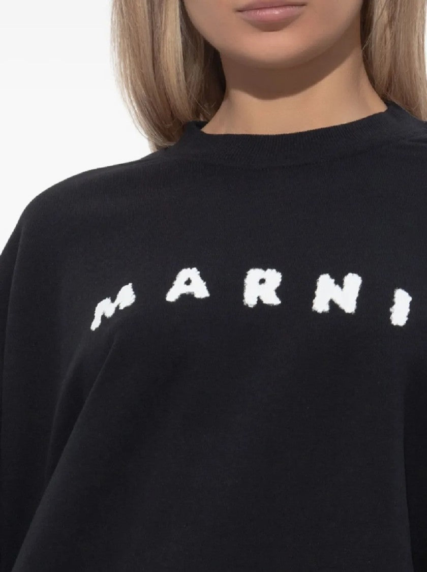Marni Relaxed Fit Cotton Sweatshirt With Textured Logo