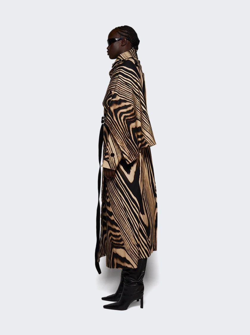 David Koma Zebra Print Trench Coat With Removable Overlay - Beige And Black