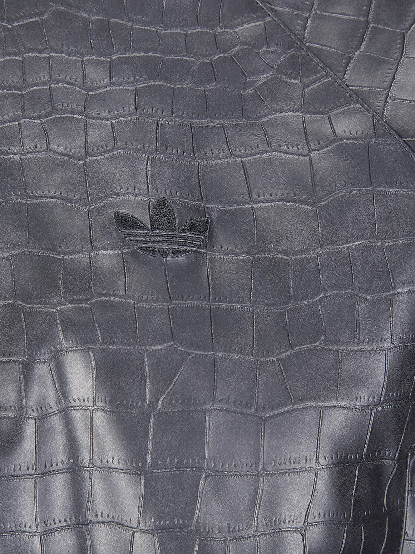Adidas Originals Short-Fit Bomber Jacket In Crocodile-Effect Synthetic Leather