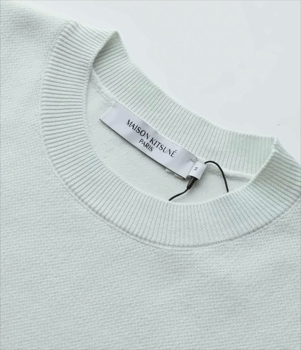 Maison Kitsuné Minimalist Cotton Sweater With Crew Neckline And Ribbed Details
