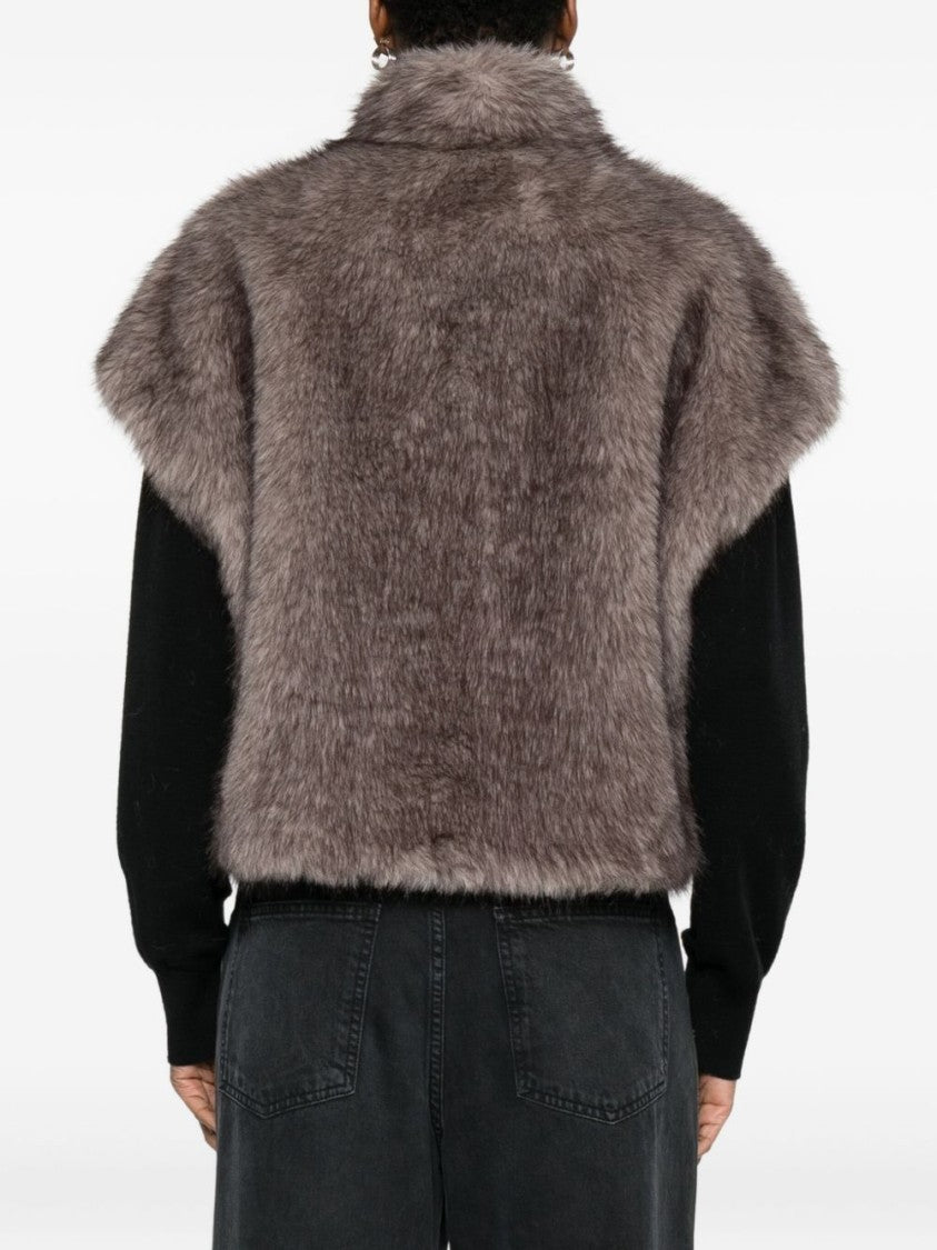 Betta Corradi Short Faux Fur Coat With High Collar